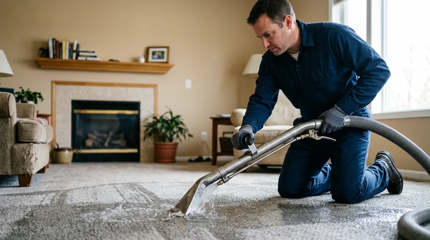 Water damage restoration technician working near Vici, OK